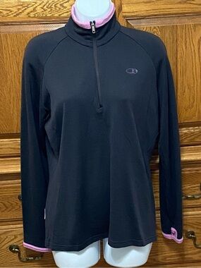 Icebreaker Sport 320 Pure Merino Wool Women's Large Quarter Zip Baselayer Warm